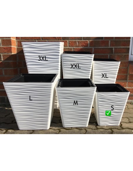 Vaso quadrato S con rilievo a onde 29 × 29 × 34 cm, 19,9 L – Bianco | Töpferkönig