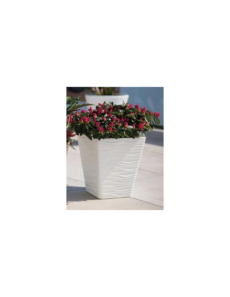Pot carré S à relief ondulé 29 × 29 × 34 cm, 19,9 L – Blanc | Töpferkönig