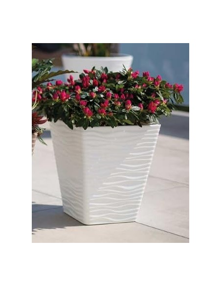 Vaso quadrato S con rilievo a onde 29 × 29 × 34 cm, 19,9 L – Bianco | Töpferkönig