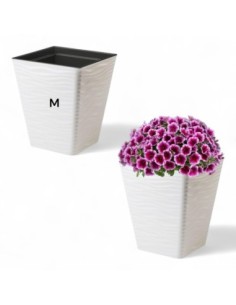 Pot carré M à relief ondulé 33 × 33 × 39 cm, 30,4 L – Blanc | Töpferkönig