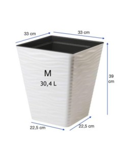 Pot carré M à relief ondulé 33 × 33 × 39 cm, 30,4 L – Blanc | Töpferkönig 2
