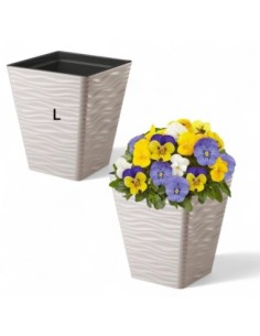 Blumentopf eckig L mit Wellenrelief 38 × 38 × 44 cm, 41 L – Grau | Töpferkönig