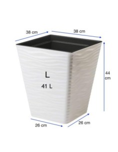 Pot carré L à relief ondulé 38 × 38 × 44 cm, 41 L – Blanc | Töpferkönig 2