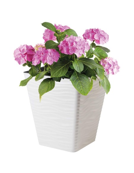Blumentopf eckig L mit Wellenrelief 38 × 38 × 44 cm, 41 L – Weiß | Töpferkönig