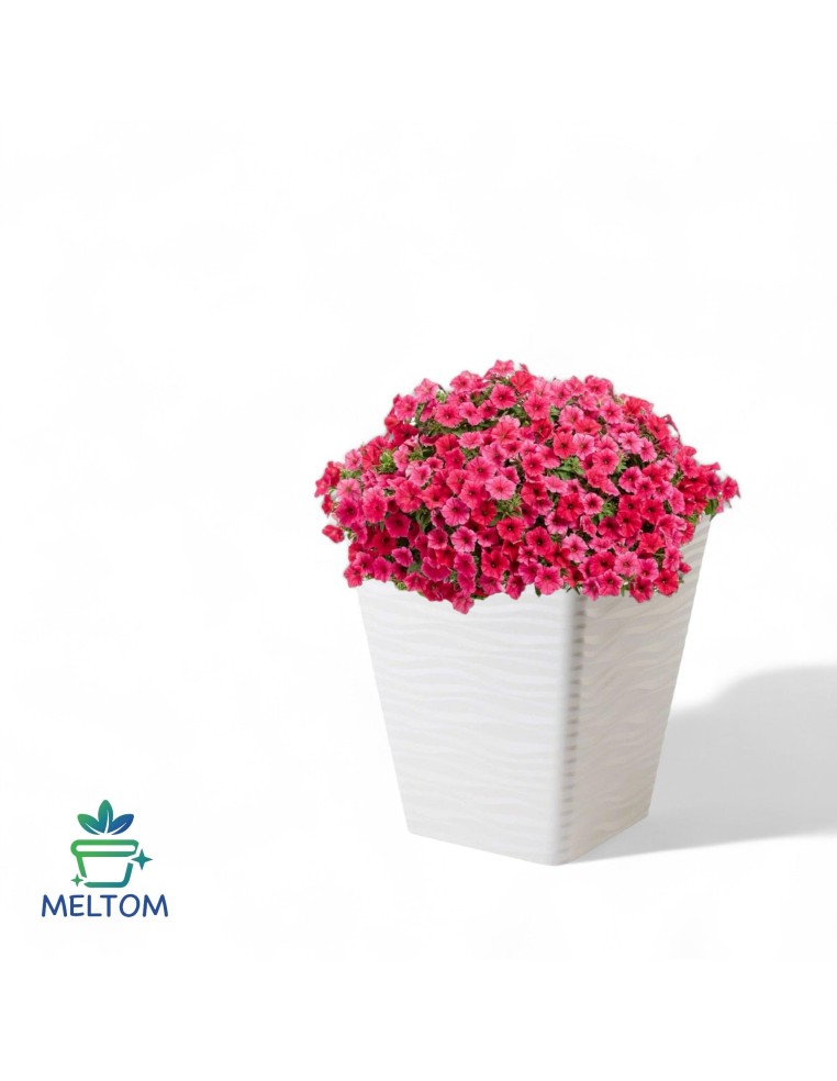 Blumentopf eckig L mit Wellenrelief 38 × 38 × 44 cm, 41 L – Weiß | Töpferkönig