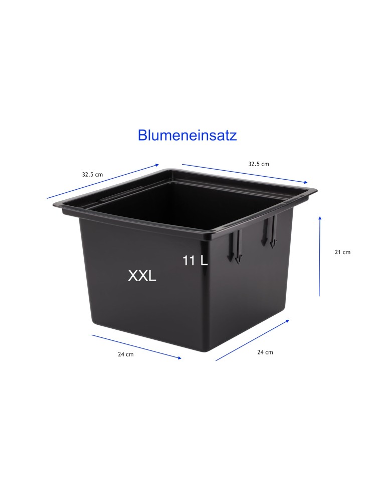 Plantenbak vierkant XL hoog met golfreliëf 29 × 29 × 56 cm, 32,8 L – Antraciet | Töpferkönig