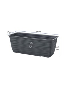 Cassetta da balcone con sottovaso 39 × 17 × 15 cm rilievo a onde, 5,7 L – Antracite | Töpferkönig 2