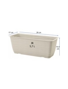 Balkonkasten mit Untersetzer 39 × 17 × 15 cm Wellenrelief, 5,7 L – Grau | Töpferkönig 2