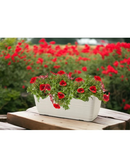 Jardinera de balcón con platillo 39 × 17 × 15 cm relieve ondulado, 5,7 L – Gris | Töpferkönig