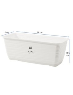 Jardinera de balcón con platillo 39 × 17 × 15 cm relieve ondulado, 5,7 L – Blanco | Töpferkönig 2
