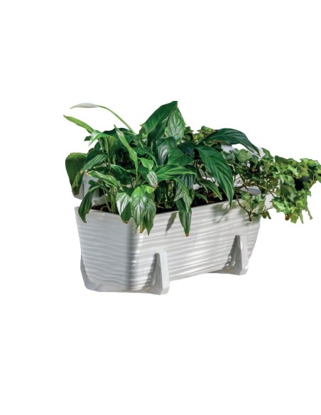 Balkonbak met onderschotel 39 × 17 × 15 cm golfreliëf, 5,7 L – Wit | Töpferkönig