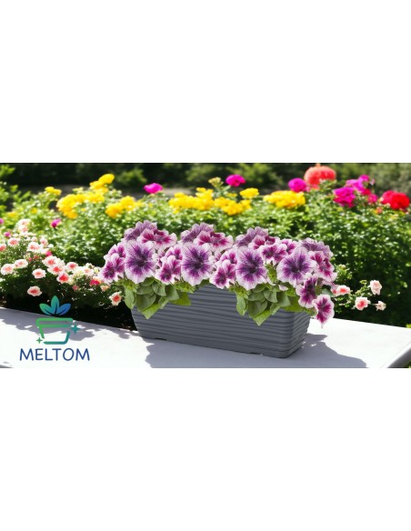 Jardinière de balcon avec soucoupe 49 × 17 × 15 cm relief ondulé, 7,4 L – Anthracite | Töpferkönig