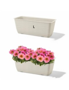 Jardinière de balcon avec soucoupe 49 × 17 × 15 cm relief ondulé, 7,4 L – Gris | Töpferkönig