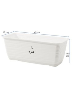 Jardinera de balcón con platillo 49 × 17 × 15 cm relieve ondulado, 7,4 L – Blanco | Töpferkönig 2