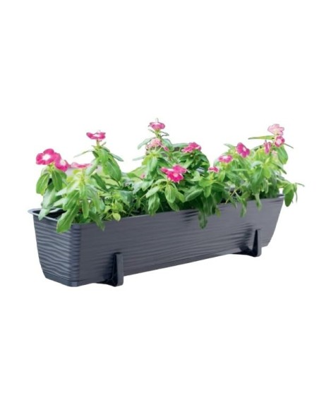 Cassetta da balcone con sottovaso 79 × 17 × 15 cm rilievo a onde, 12,4 L – Antracite | Töpferkönig