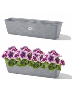 Jardinera de balcón con platillo 79 × 17 × 15 cm relieve ondulado, 12,4 L – Gris | Töpferkönig