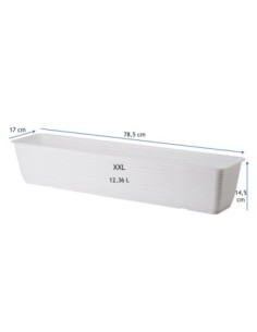 Cassetta da balcone con sottovaso 79 × 17 × 15 cm rilievo a onde, 12,4 L – Bianco | Töpferkönig 2