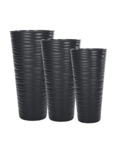 Blumenkübel-Set rund 3-teilig hoch Ø30 × 57 + Ø35 × 69 + Ø40 × 79 cm Matt – Schwarz | Töpferkönig