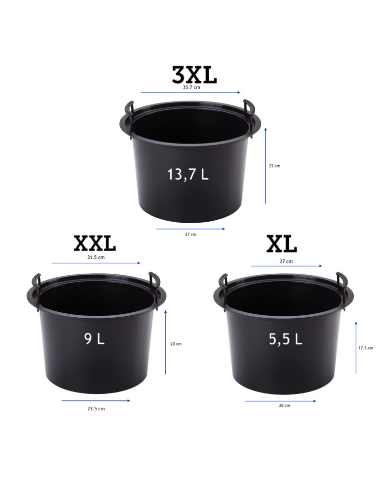 Blumenkübel-Set rund 3-teilig hoch Ø30 × 57 + Ø35 × 69 + Ø40 × 79 cm Matt – Schwarz | Töpferkönig