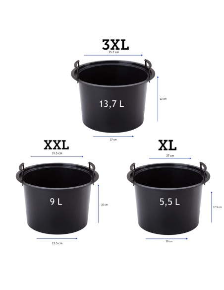 Juego de 3 maceteros redondos altos Ø30 × 57 + Ø35 × 69 + Ø40 × 79 cm mate – Negro | Töpferkönig