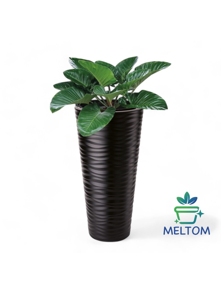 Juego de 3 maceteros redondos altos Ø30 × 57 + Ø35 × 69 + Ø40 × 79 cm mate – Negro | Töpferkönig
