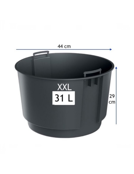 Bloempot rond XXL Ø47 × 44 cm mat met bewateringssysteem, 69 L – Antraciet | Töpferkönig