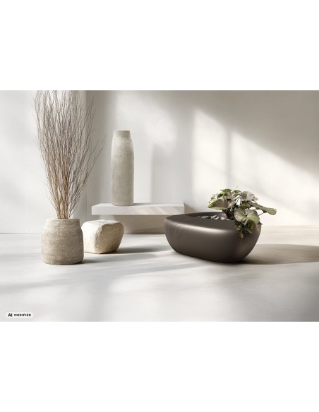 Blumentopf rund Ø46 × 47 cm Steinoptik, 58 L – Graphit | Töpferkönig